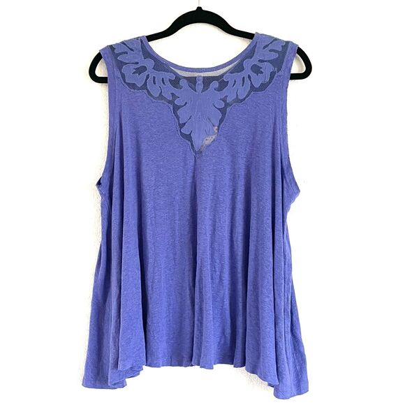 FREE PEOPLE Top Meant To Be Cutout Embroidered Tee Top OB778759 *Flaw - Picture 3 of 13